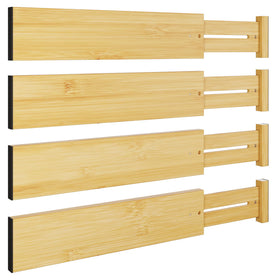 BAMEOS bamboo drawer divider extendable shows flexible organization in a drawer