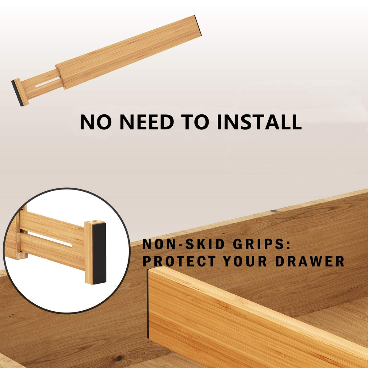 BAMEOS no-install bamboo divider set ready for instant use