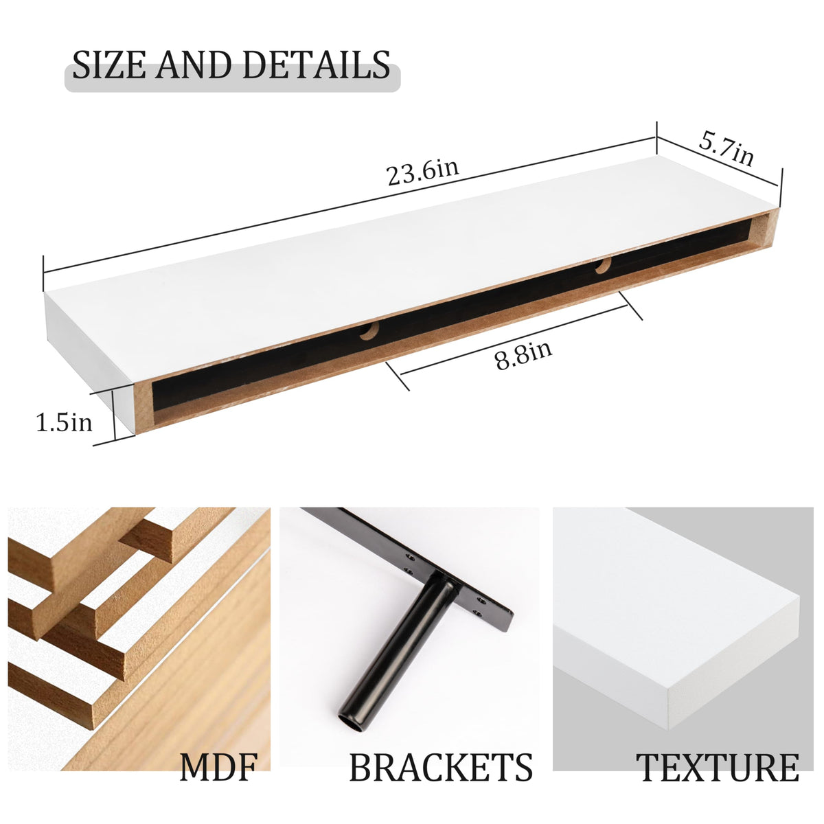 BAMEOS bathroom shelf for towels and aromatherapy in a white matte finish