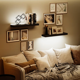BAMEOS black finish shelves are easy to wipe clean.