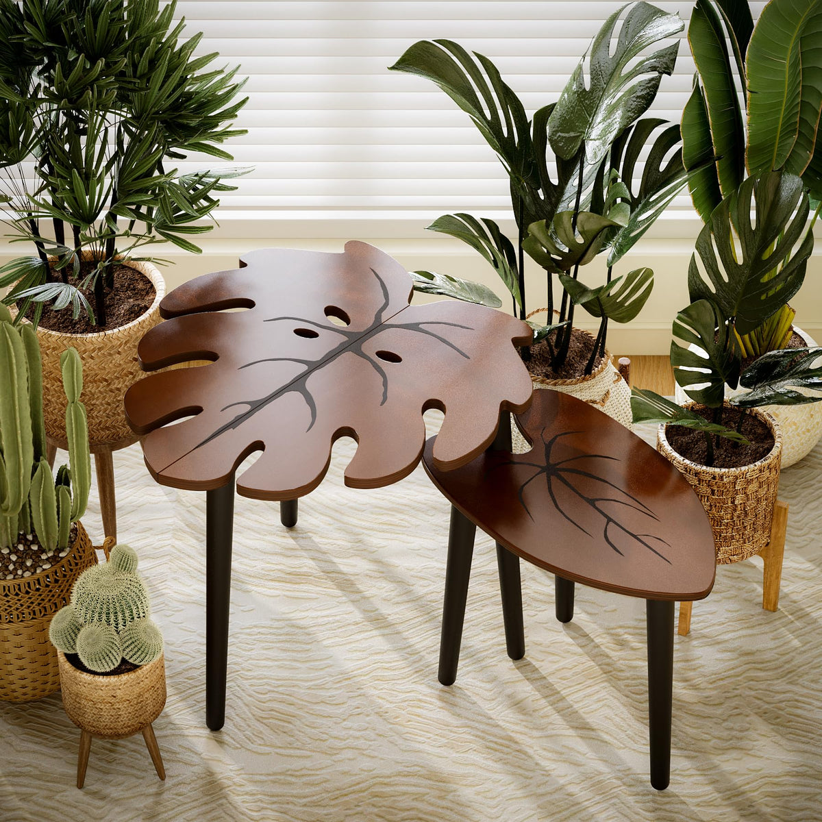 BAMEOS dark brown tabletop with black legs for versatile decor.