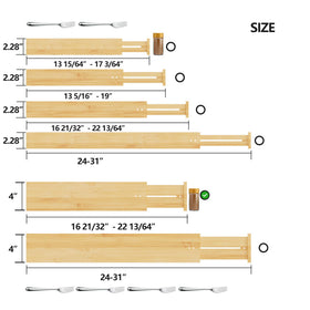 BAMEOS bamboo divider with anti-scratch pads protecting drawers.