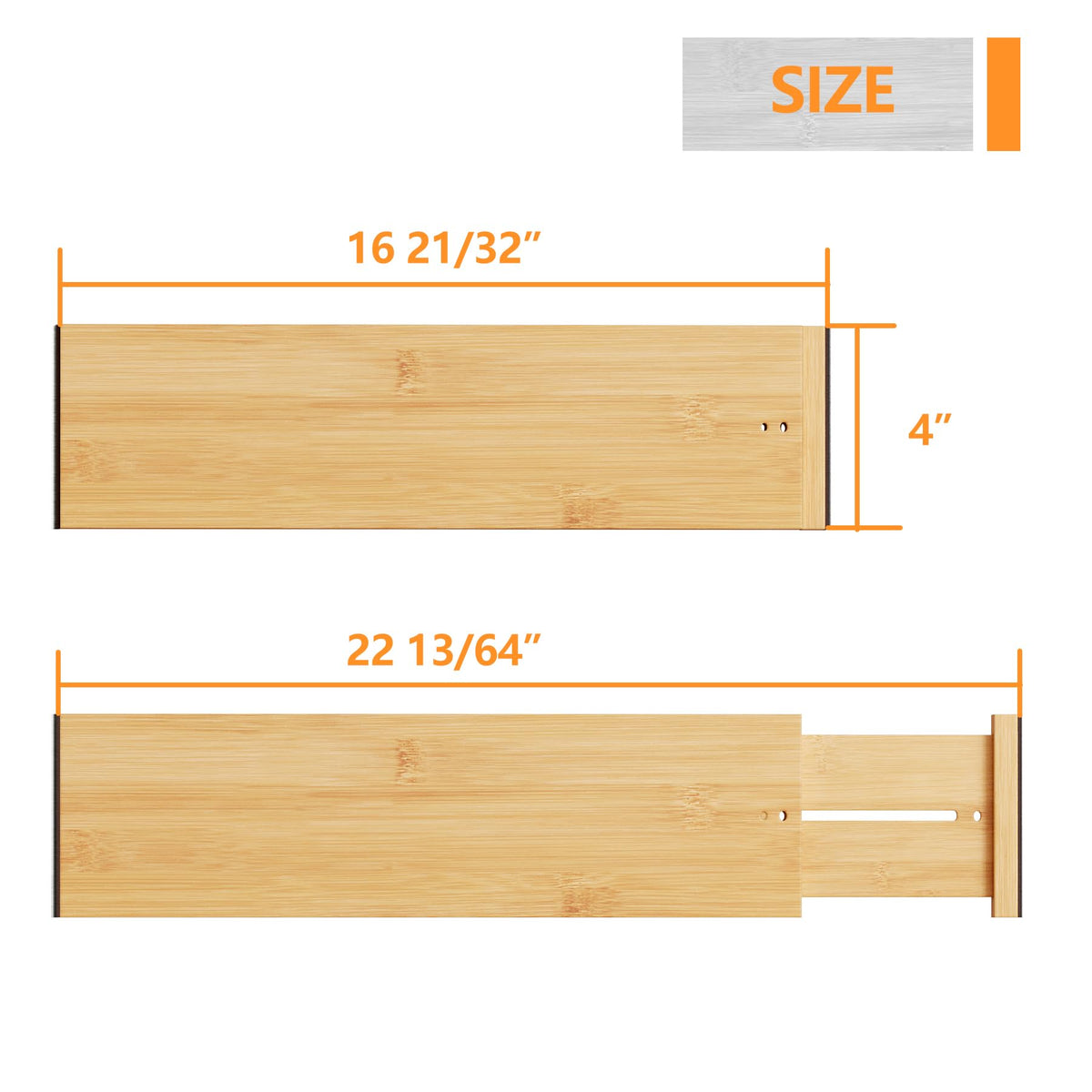BAMEOS kitchen drawer organization using bamboo divider in action.