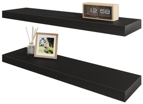 BAMEOS floating shelf 24 in black front view for modern wall display.