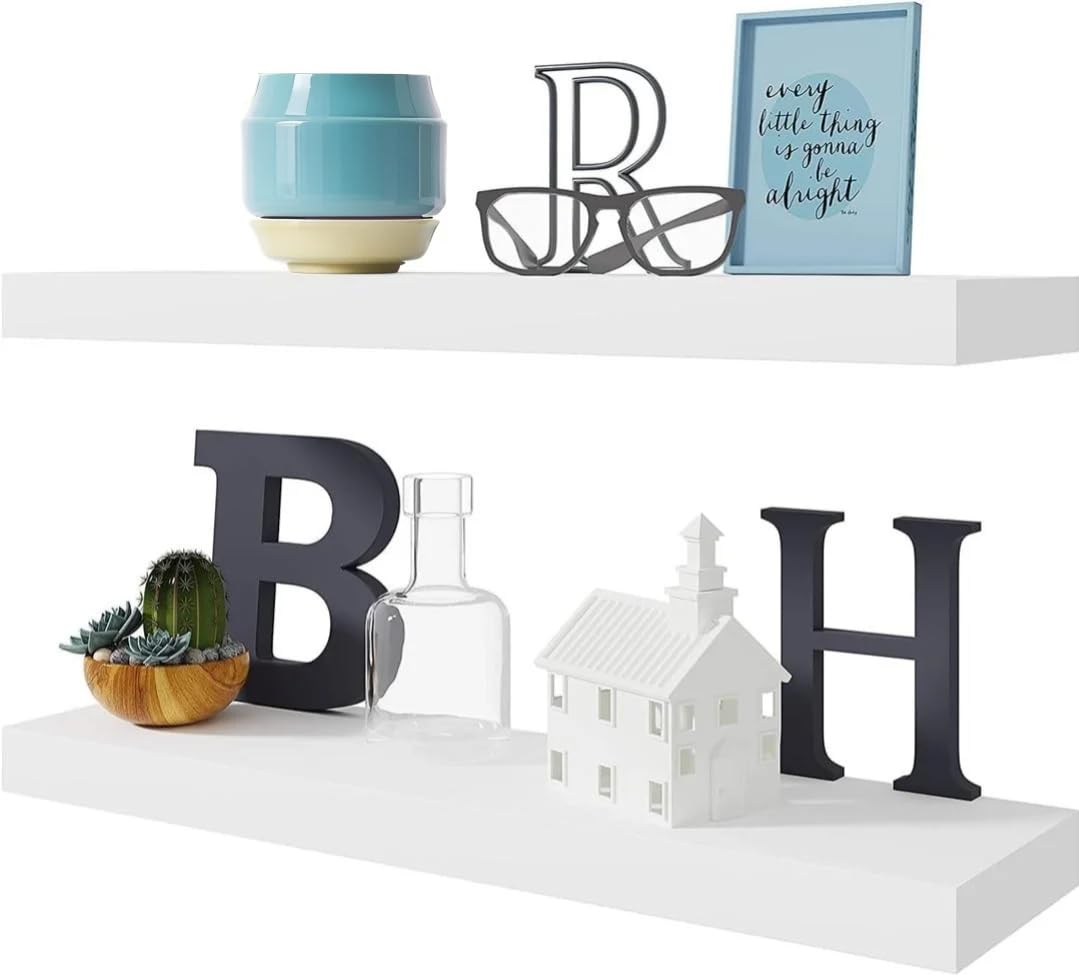 BAMEOS floating shelf white with concealed support for a clean look