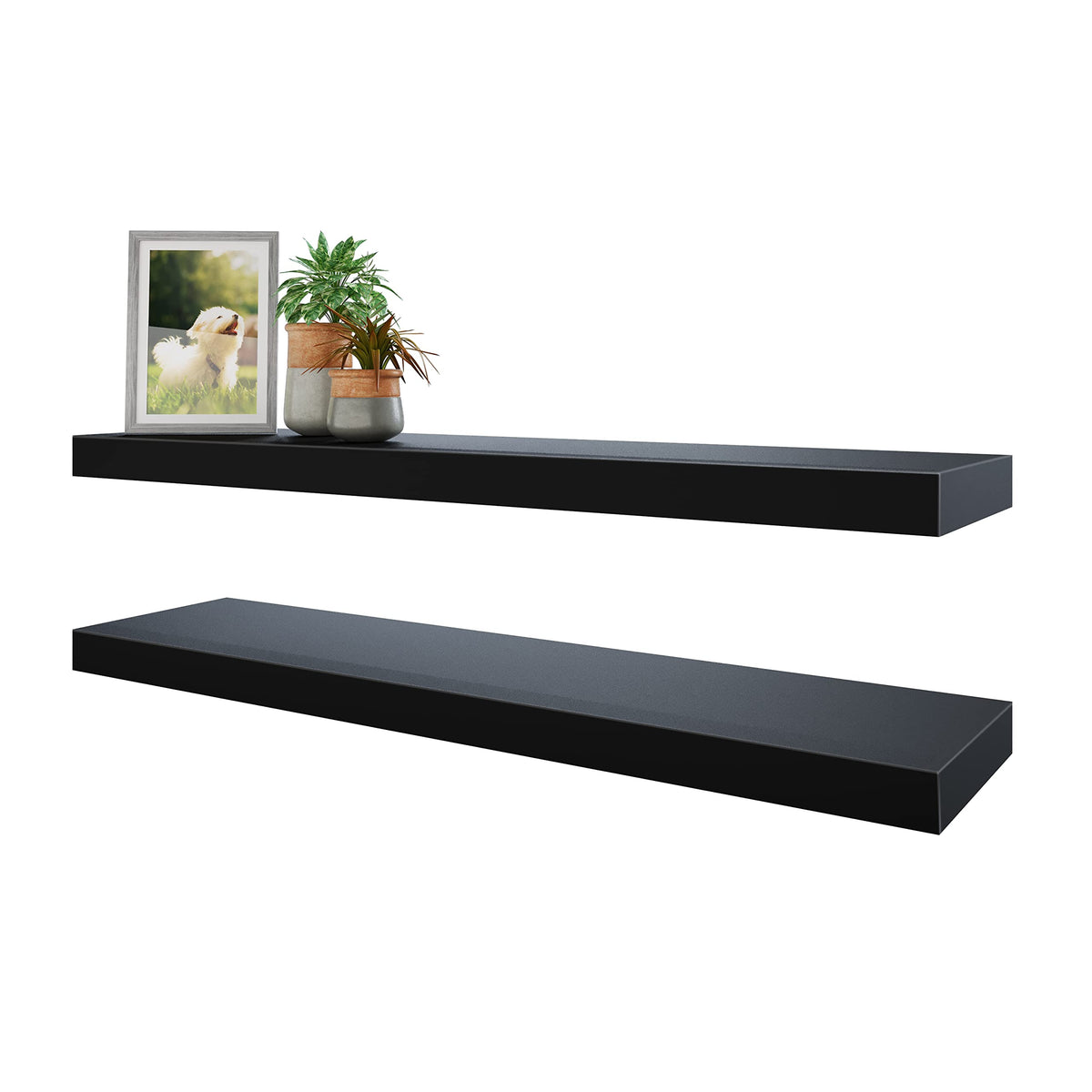 BAMEOS black floating shelf for a living room display and space saving