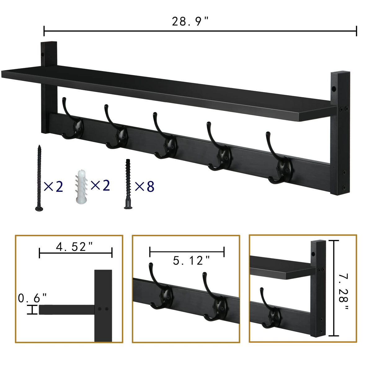 BAMEOS included screws and anchors simplify quick wall mounting.