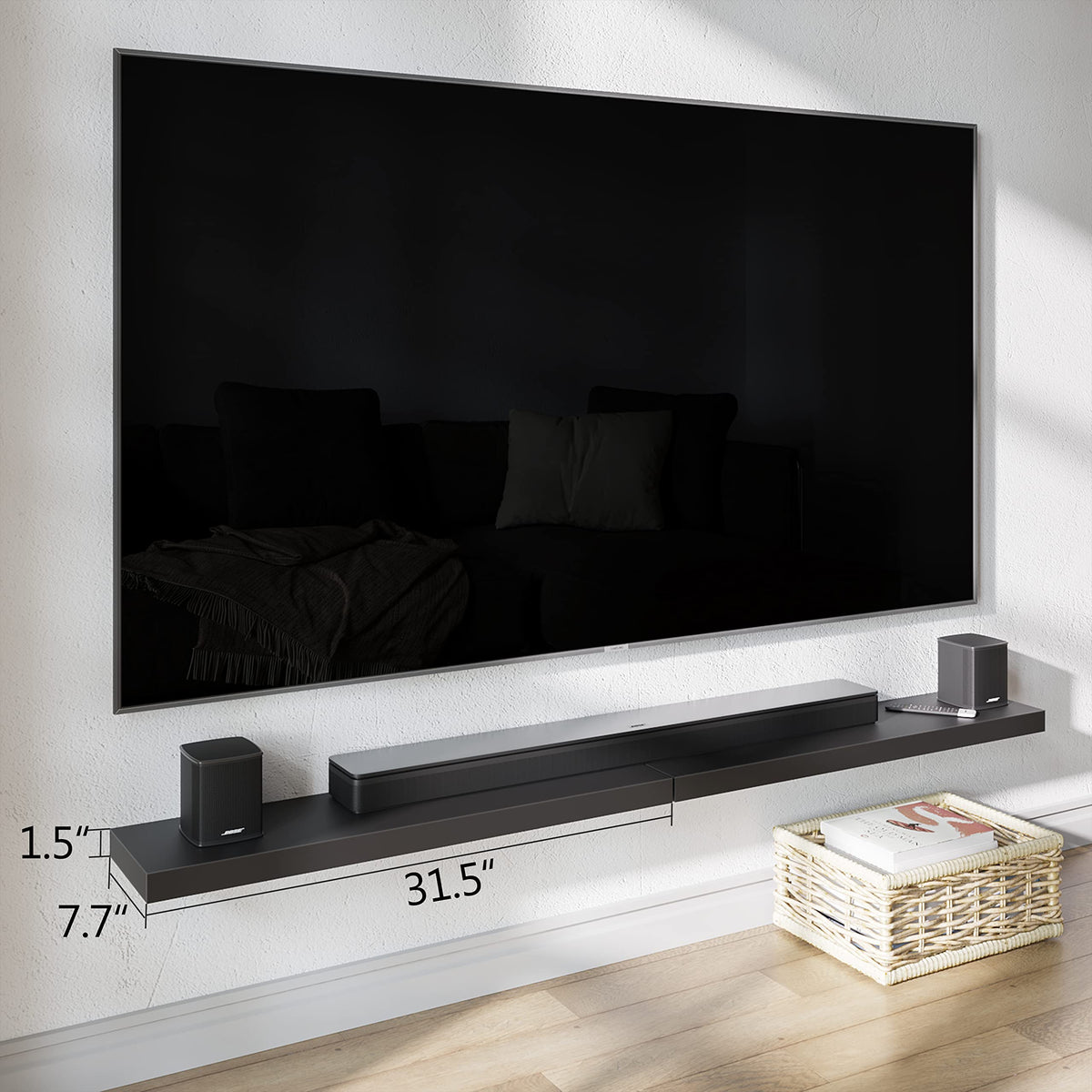 BAMEOS floating shelf with invisible brackets for a clean modern look