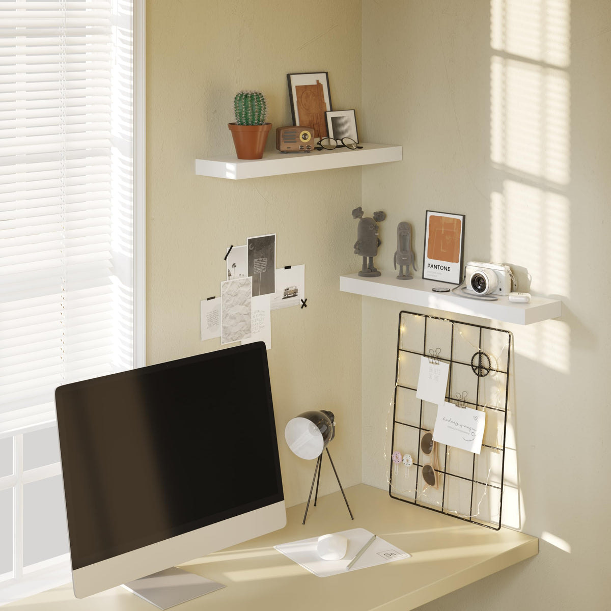 BAMEOS living room shelf near the TV adds decorative storage