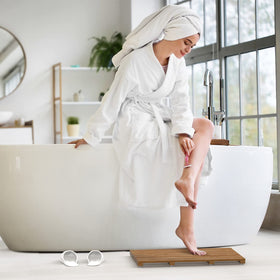 Bamfan bamboo bath mat walnut waterproof slats improve water drainage