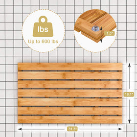 Bamfan bamboo mat featuring non-slip rubber feet protecting floors