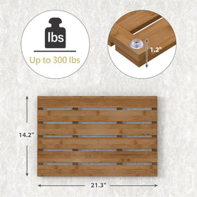 Bamfan bamboo bath mat walnut suitable for indoor and outdoor showers and spaces