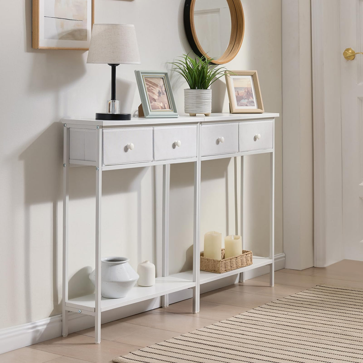 BAMGROW adjustable feet level the console on uneven floors.