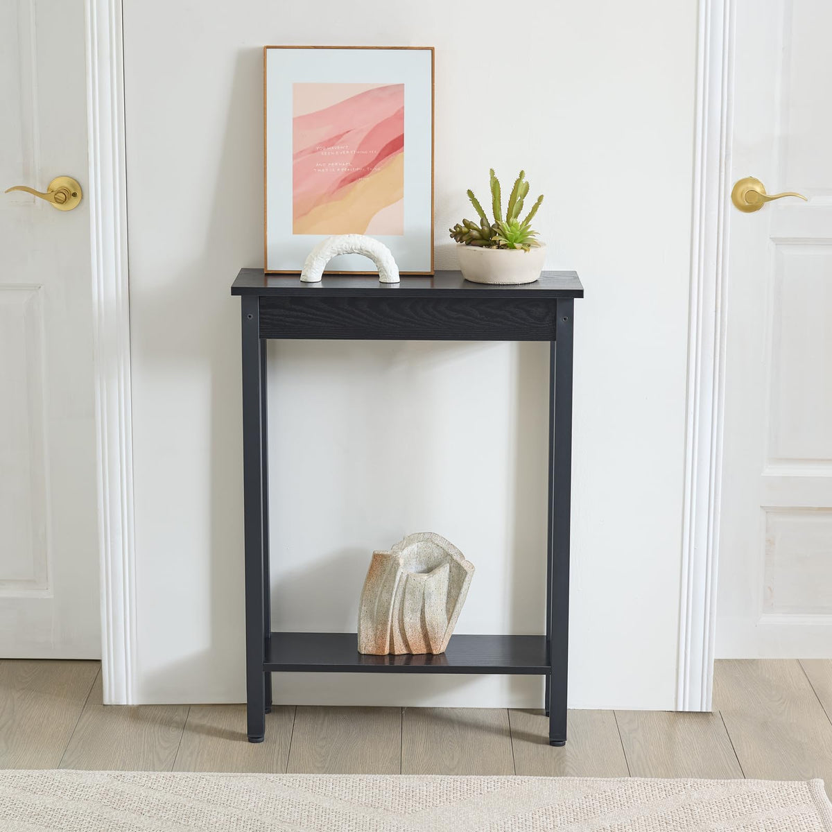BAMGROW narrow console near kitchen counter adds extra workspace.
