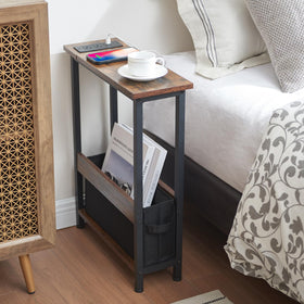 BAMGROW Slim Charging End Table side profile showing slim footprint.