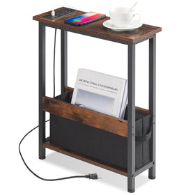 BAMGROW Slim Charging End Table top view with USB ports for easy charging.