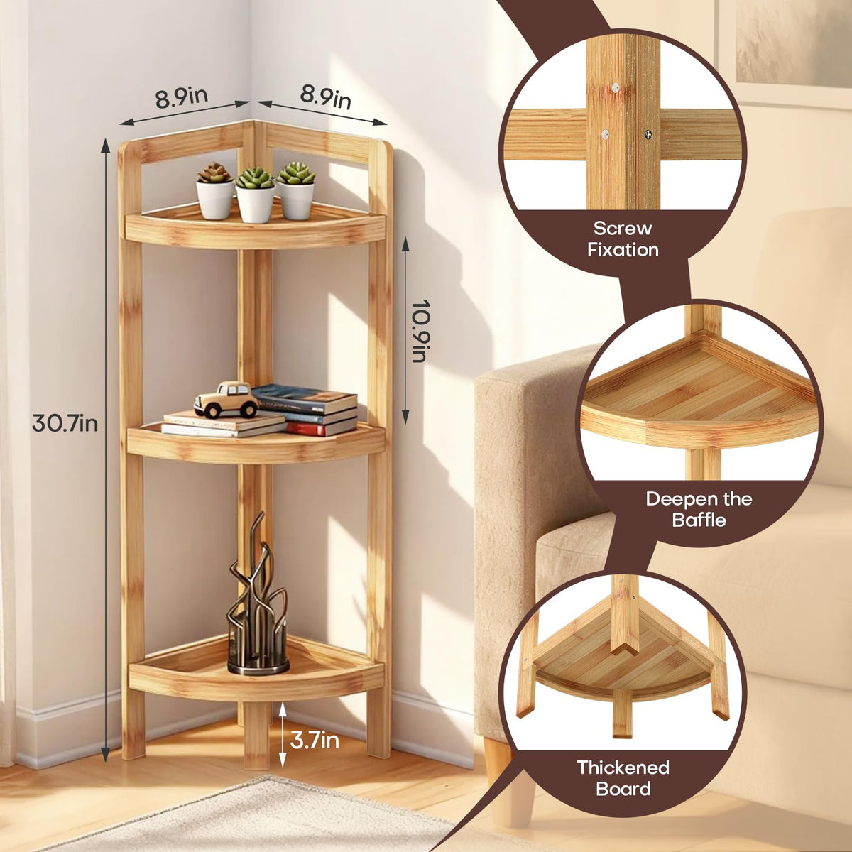 BAMHIGHS bamboo shelf kitchen storage keeps essentials within reach