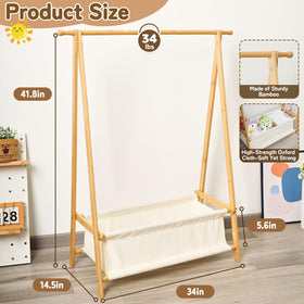 Bamnestor foldable rack with storage box open shows compact organization for playrooms.