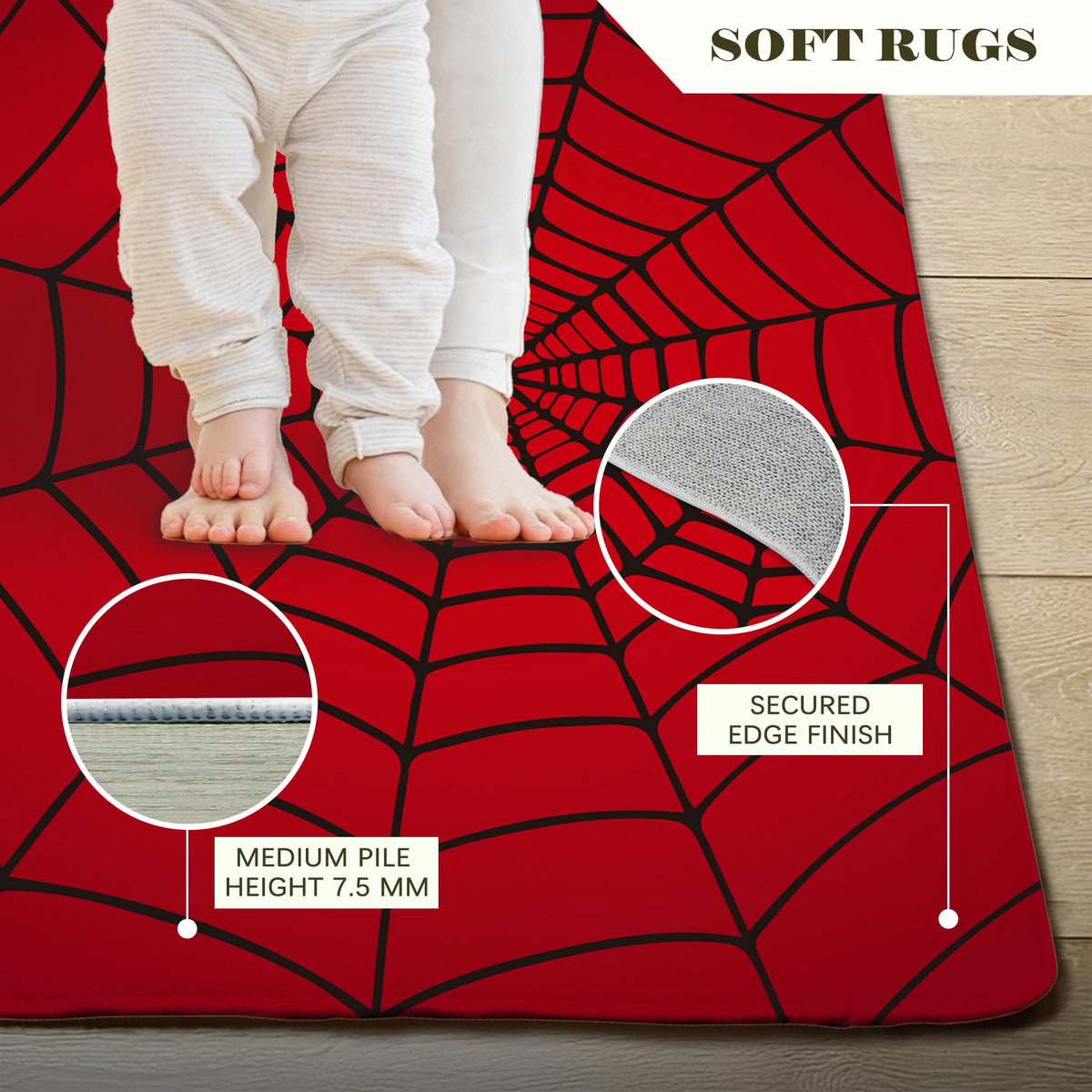 BAMOWEY machine-washable rug makes quick cleanups for busy households.