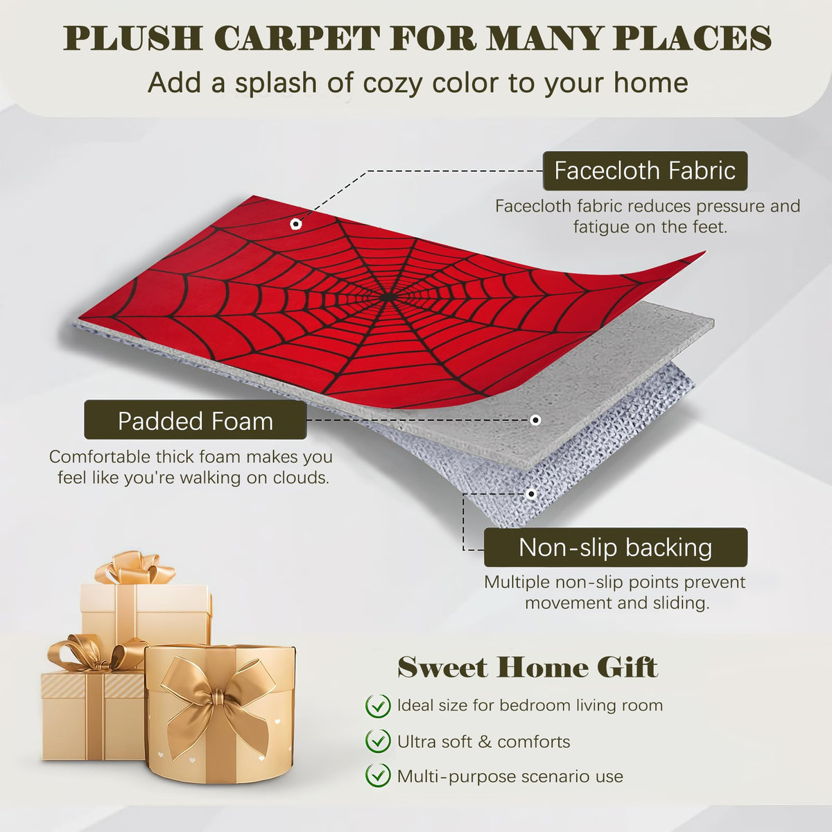 BAMOWEY non-slip TPR backing detail ensures safer playtime and less slipping.