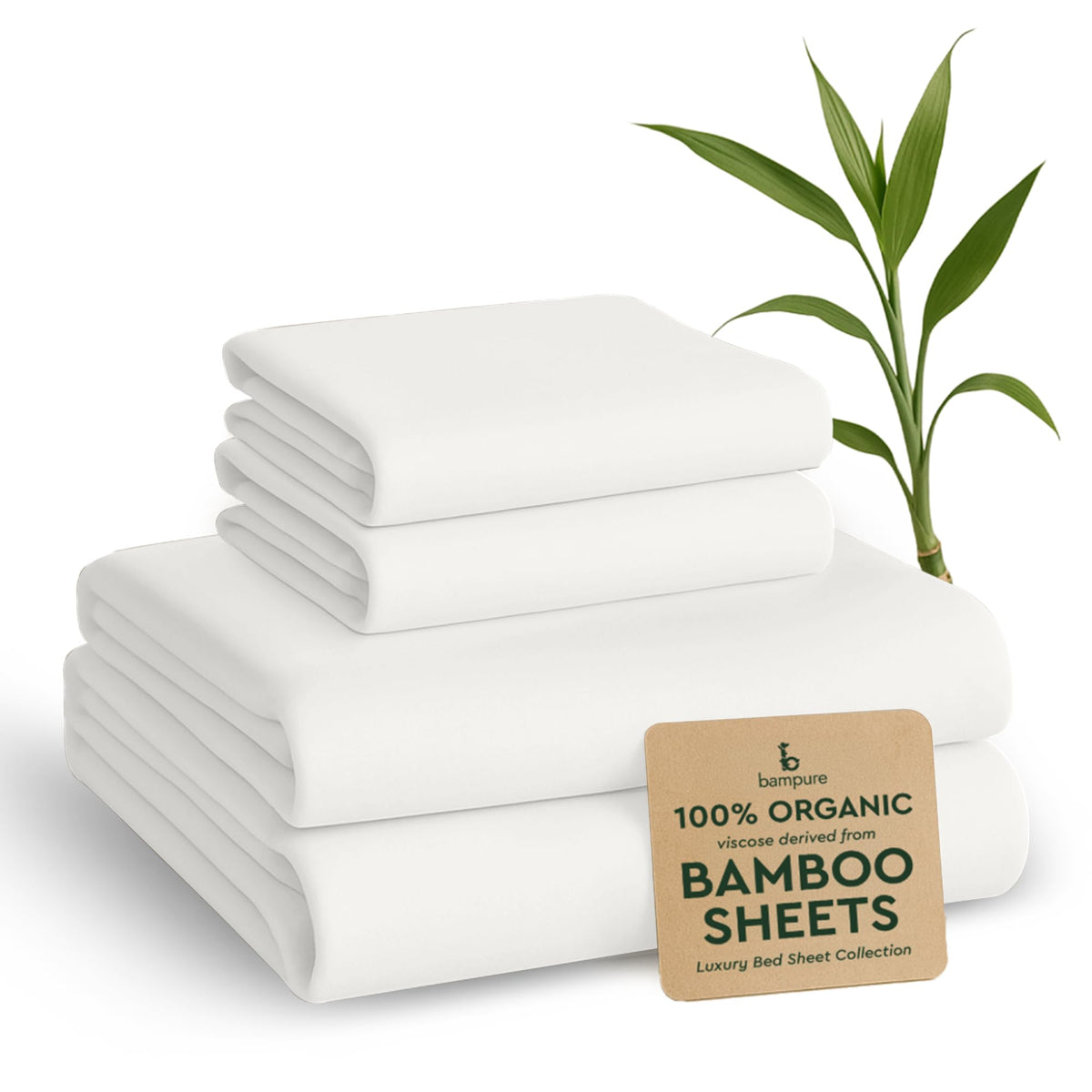 BAMPURE Luxury Series King Sheet Set packshot showing ultra soft bamboo viscose for cooling nights.