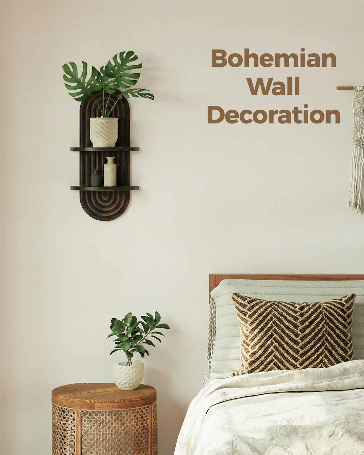 Bamworld mid-century modern wall shelf adds space and style.