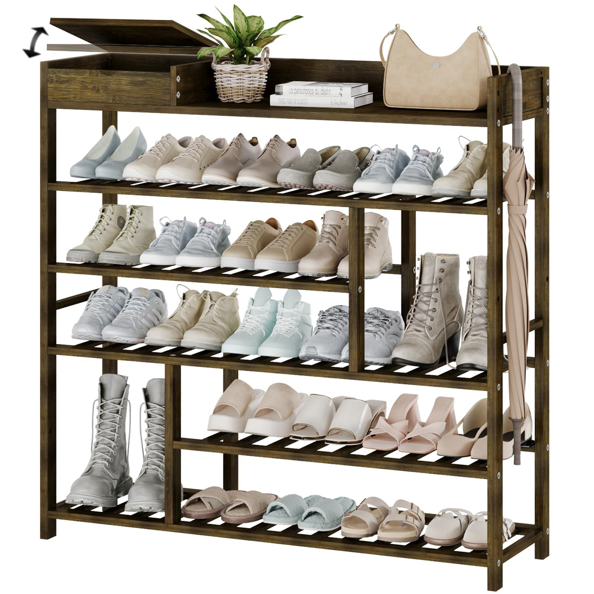 Bamworld shoe rack front-door assembly highlighting sturdy, space-saving design.