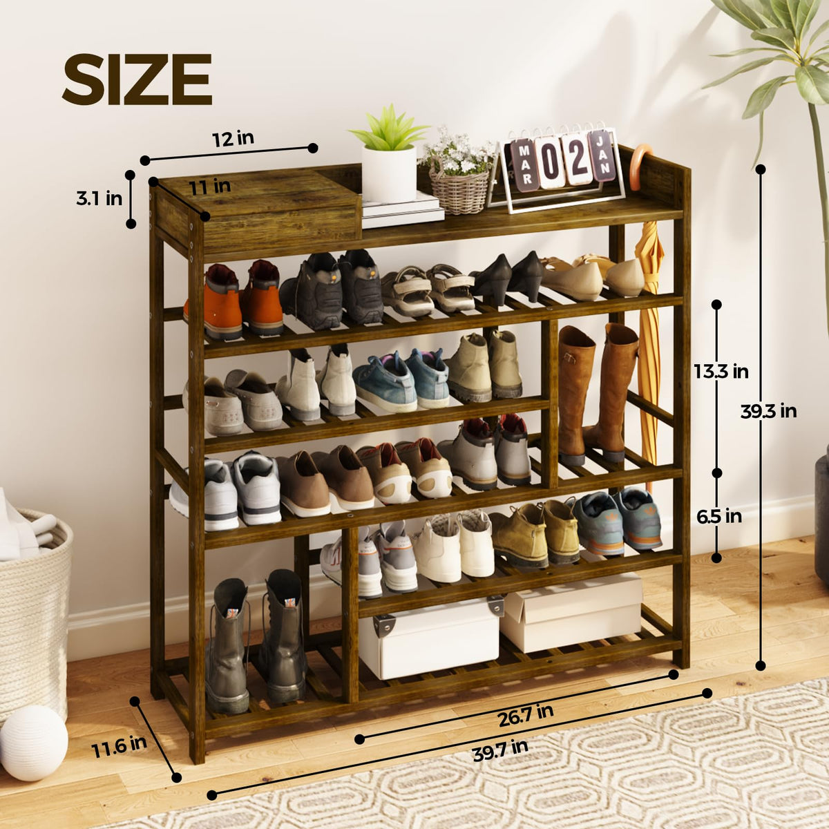 Bamworld top drawer for small items keeps keys and accessories handy.