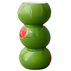 Ban.do Novelty Ceramic Vase stacked-olive; ideal for fresh blooms and shelf display.