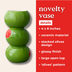 Ban.do Vintage-style Ceramic Vase; stacked olive enhances retro-inspired countertops.