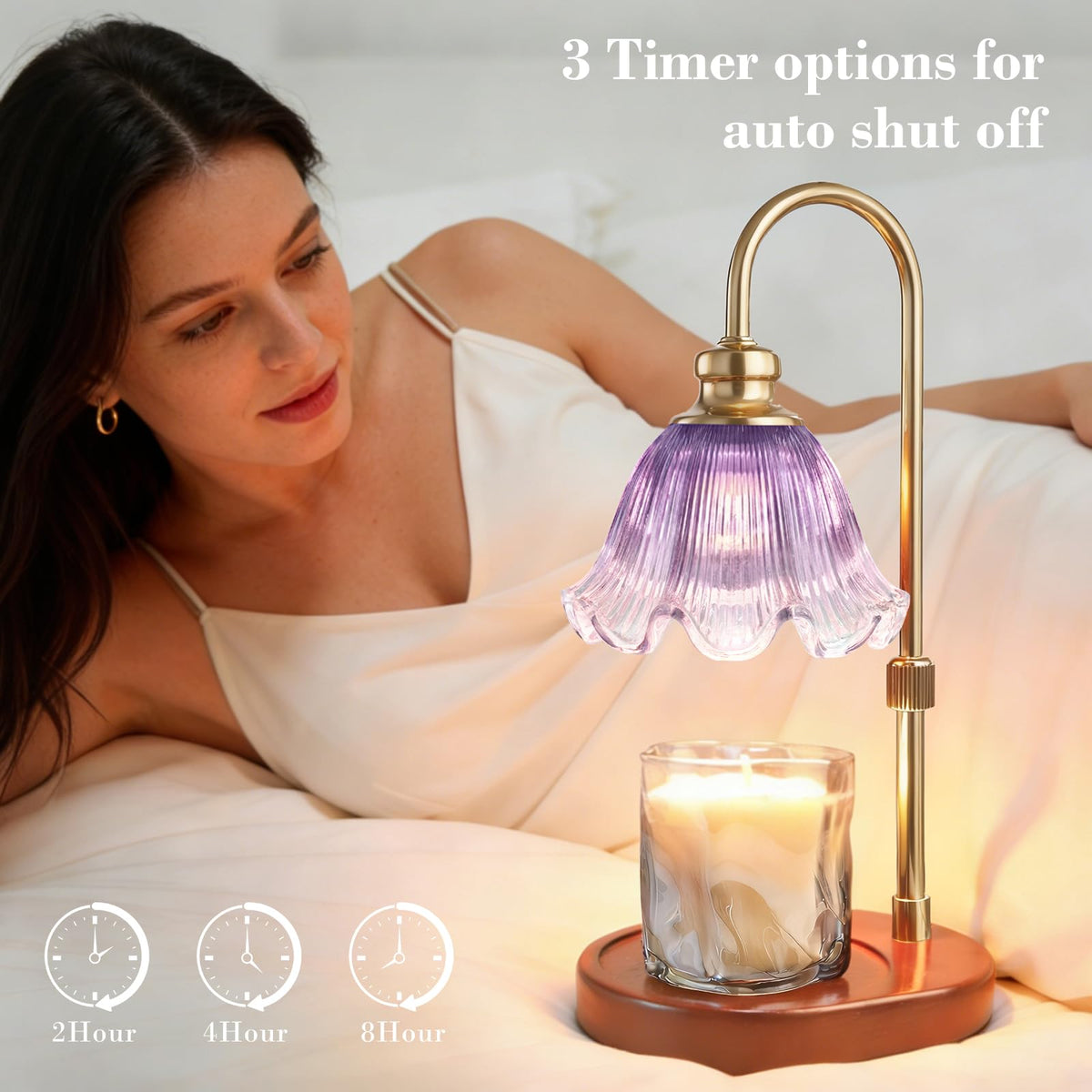 Banbanda Candle Warmer Lamp demonstrates 4-level dimmable brightness for mood setting.