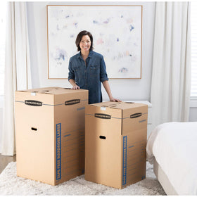 Bankers Box Short Wardrobe Box durable cardboard construction.