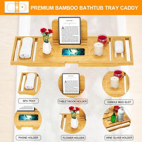 Banlilu bamboo tray for tub with water-resistant lacquer
