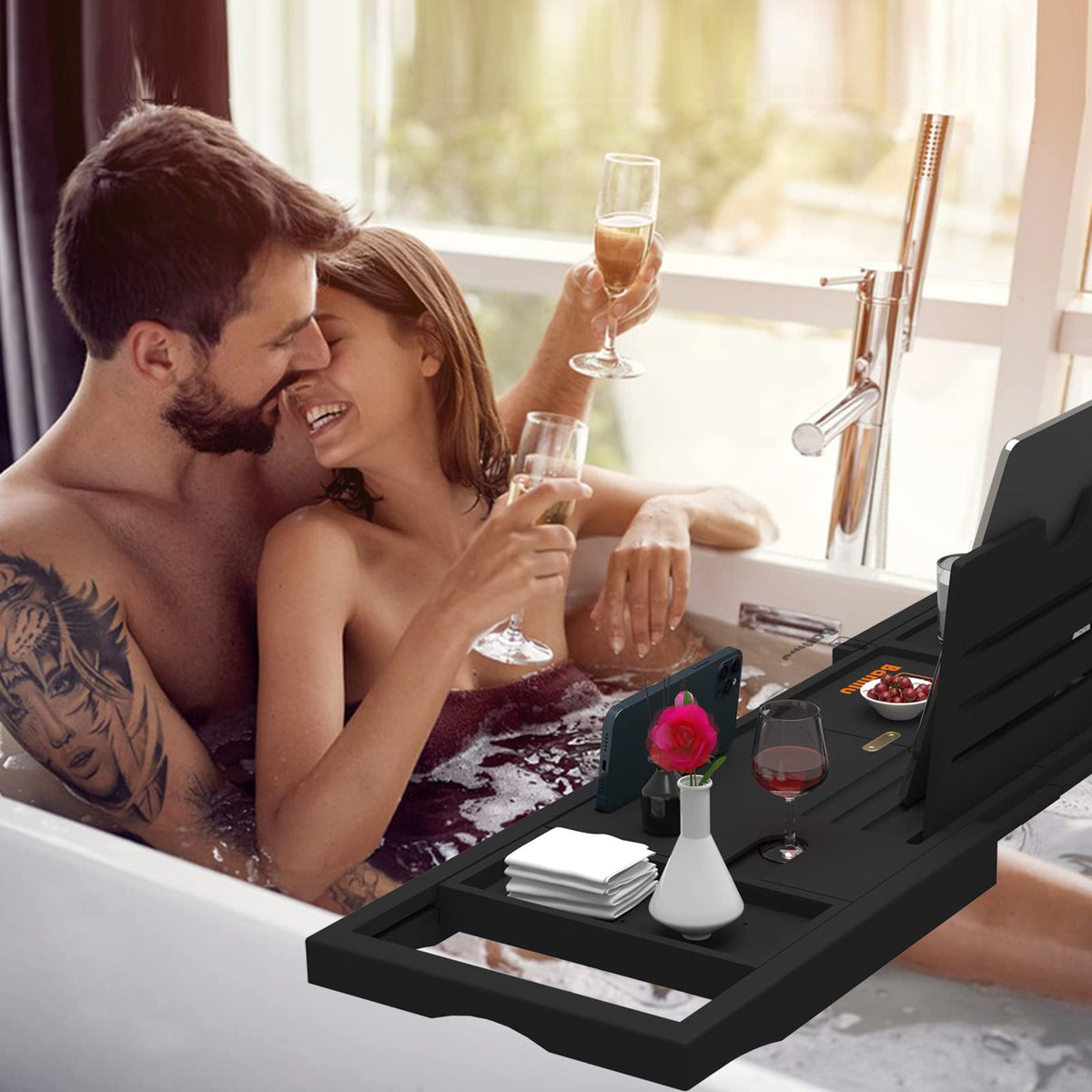 Banlilu free soap holder adds convenient storage for bath items.