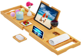 Free soap holder included with Banlilu bathtub tray for added convenience.