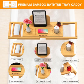 Banlilu non-slip design bath caddy securing items during a soak