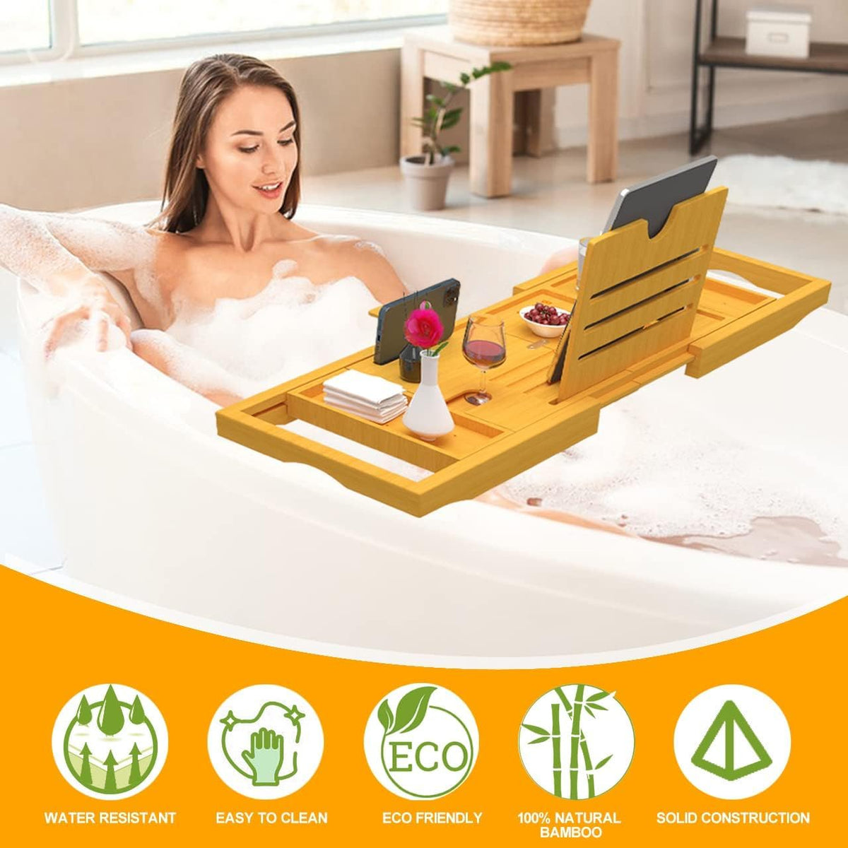 Tablet or book holder on Banlilu tray to enjoy entertainment.