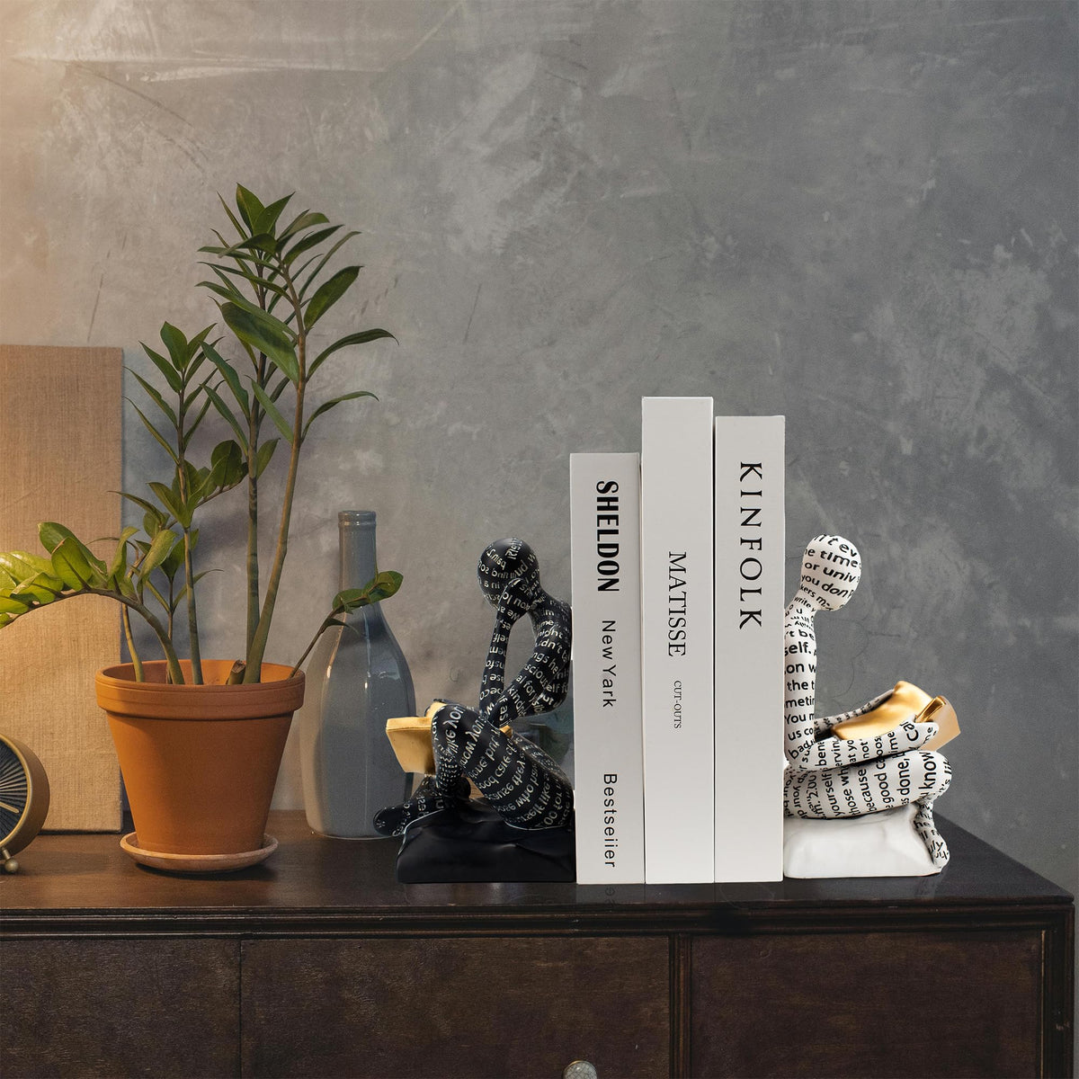 Banomii black and white decor enhances workspace while organizing your collection.