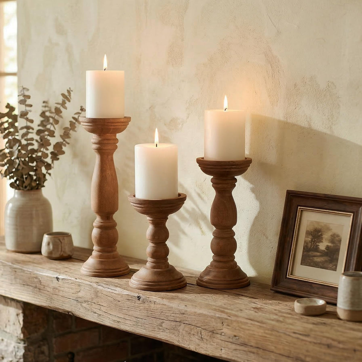 BANOMII candle holder pairs with florals for cozy bedroom or living room accents.
