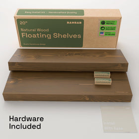 Baobab Workshop two-pack shelves provide versatile wall storage options.