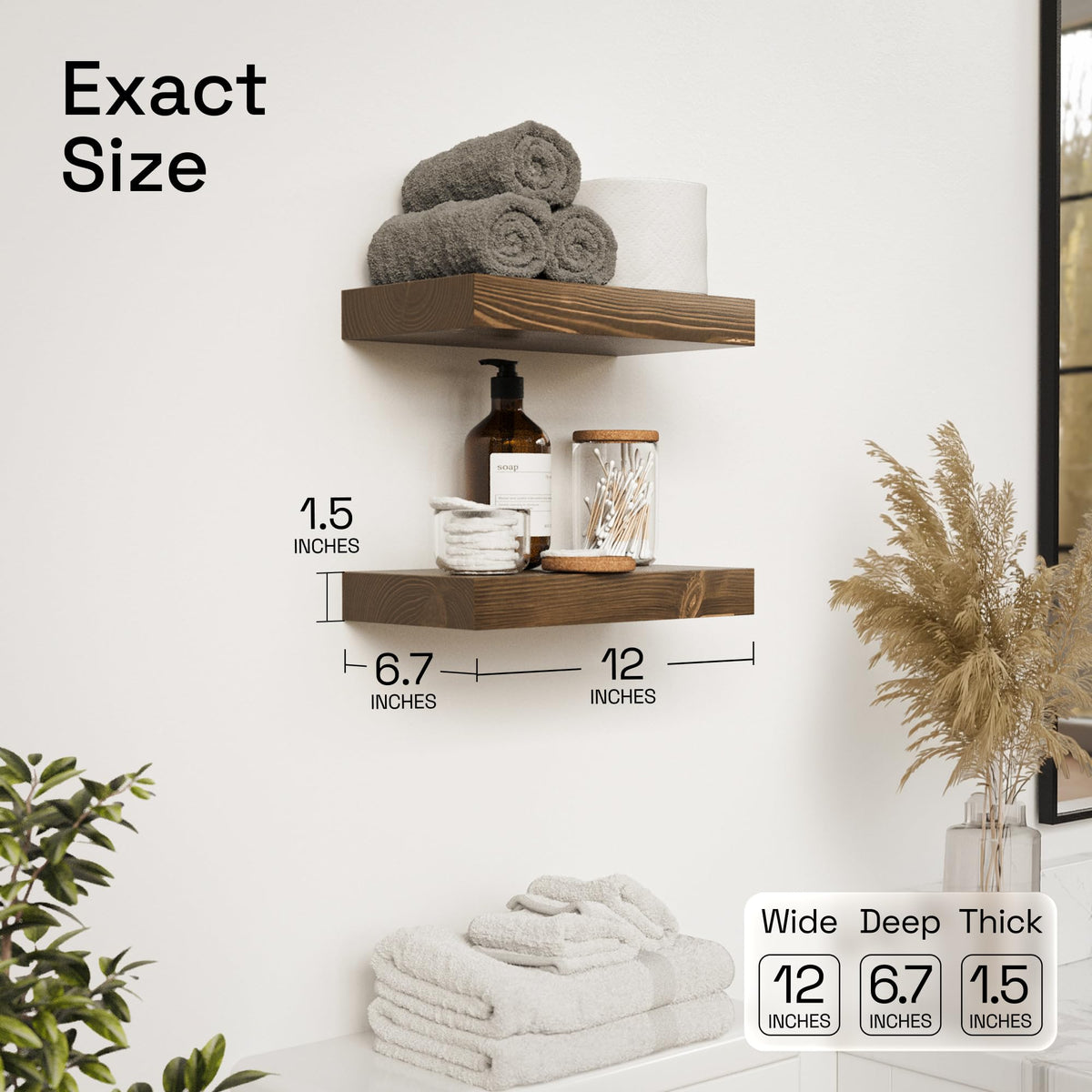 Baobab Workshop walnut floating shelf kitchen mounted for neat storage.