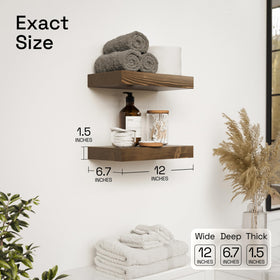 Baobab Workshop walnut floating shelf kitchen mounted for neat storage.