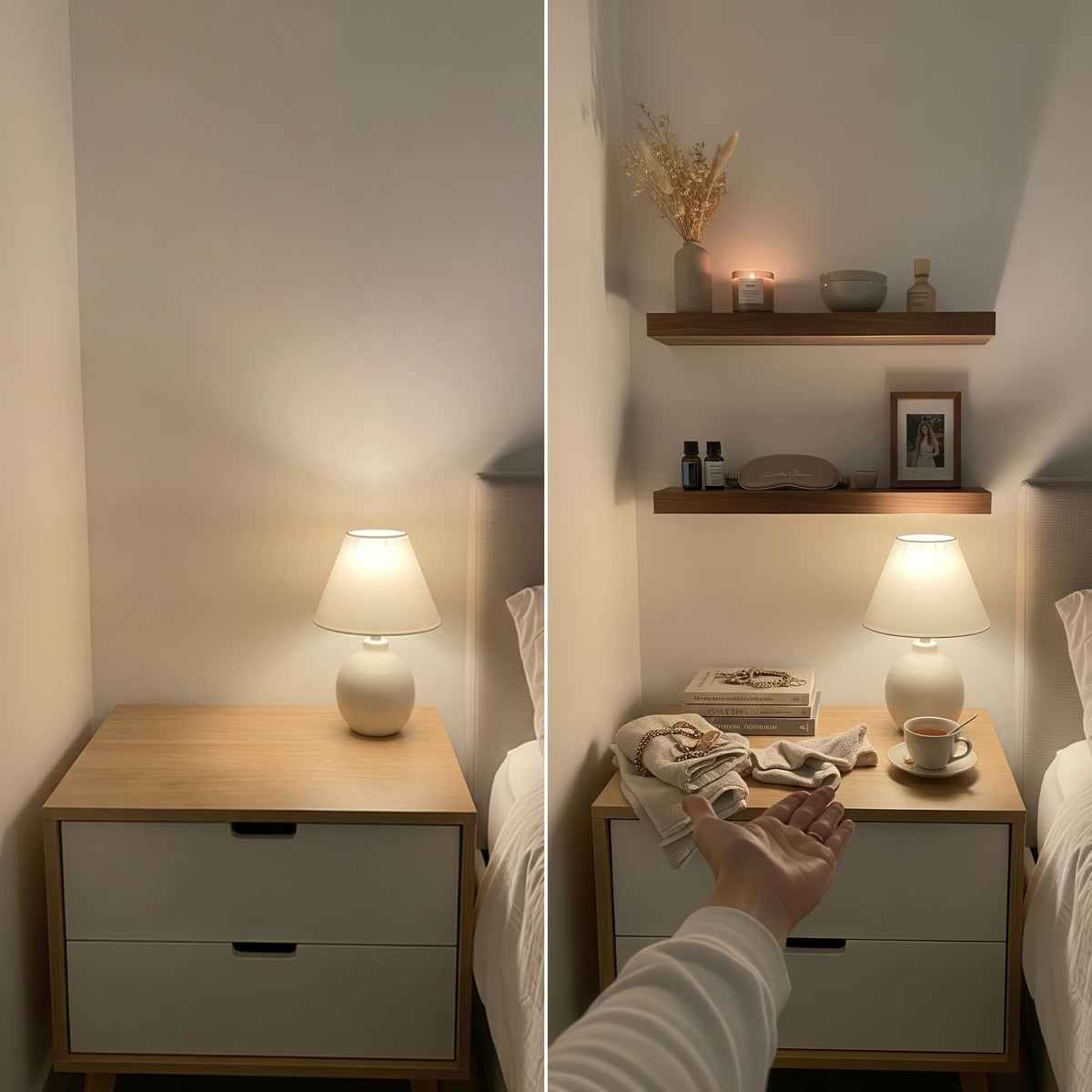 Baobab Workshop walnut floating shelf living room storage for small items.