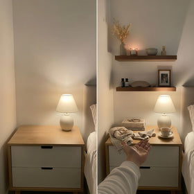 Baobab Workshop walnut floating shelf living room storage for small items.