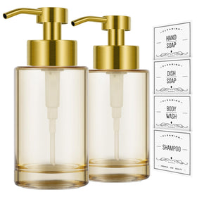 BaoDanRen glass soap dispenser with gold pump for stylish bathrooms and easy refills.