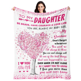 BAOERN Daughter Blanket front view of soft fabric and heartfelt message