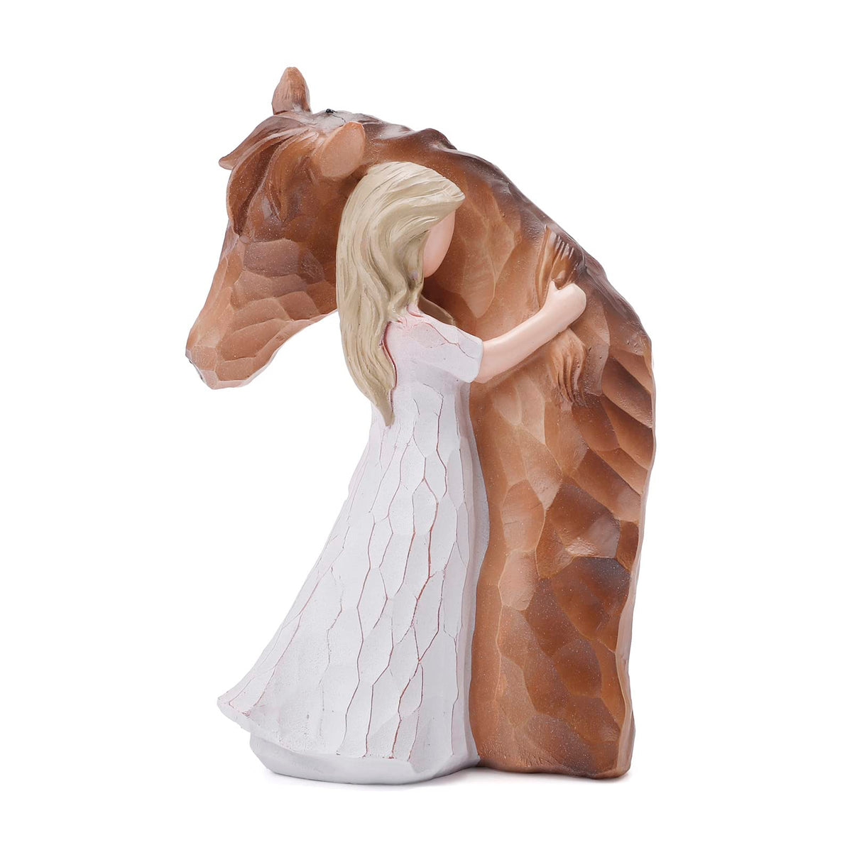 BAOPLAYKIDS Truly a Friend statue: girl embraces horse, a heartfelt gift for horse lovers.