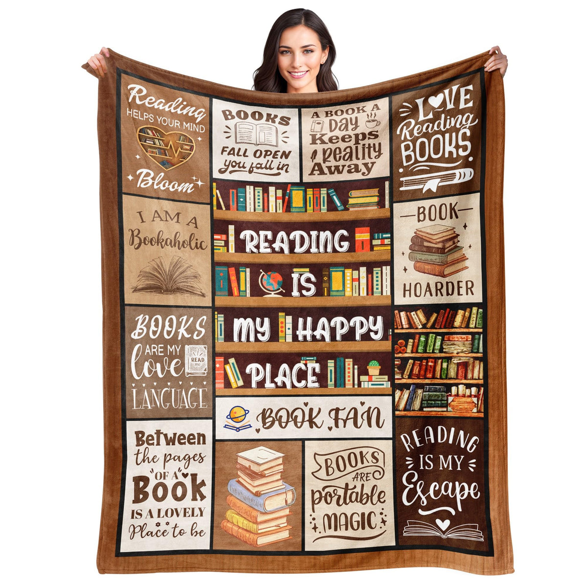BAOERN Book Lovers Blanket print shown, a vibrant cozy throw for avid readers.