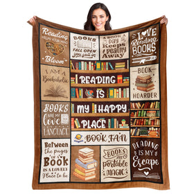 BAOERN Book Lovers Blanket print shown, a vibrant cozy throw for avid readers.