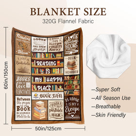 BAOERN Bookish Gift Blanket 50x60, durable warmth for reading moments.